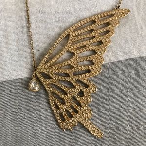Gold and crystal butterfly necklace